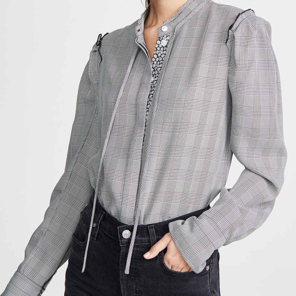 NWT Jason Wu Plaid Chiffon Blouse Size 6